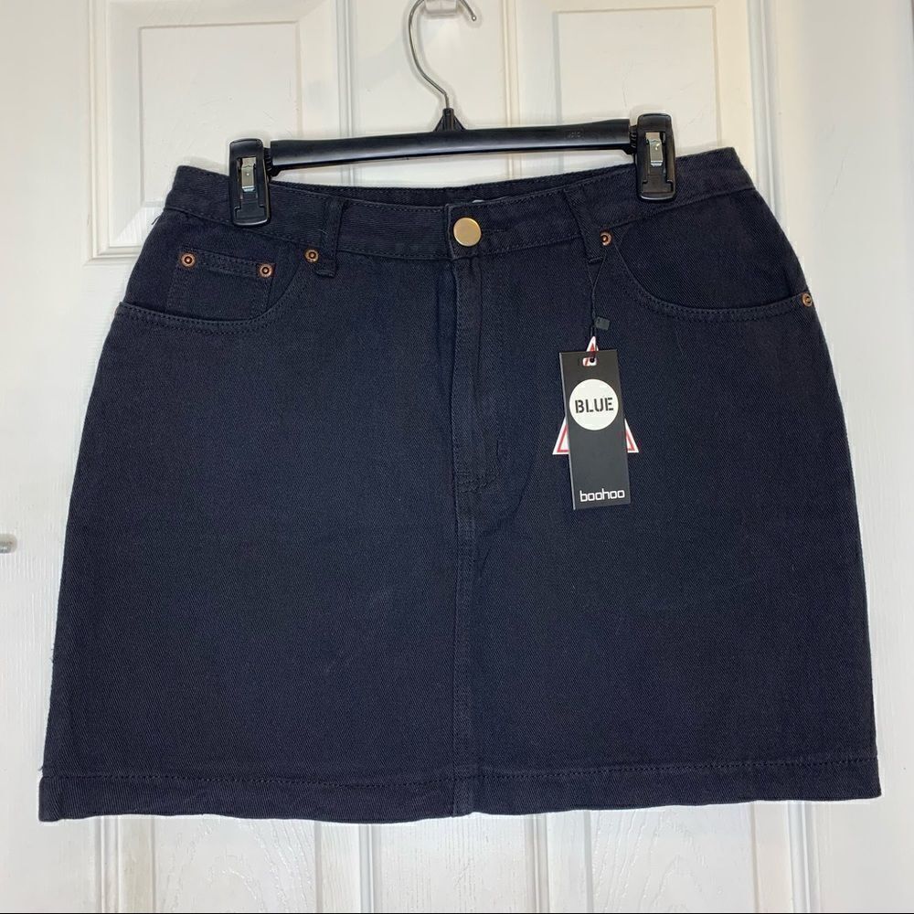 Boohoo Black Micro Mini Denim Mini Skirt Size 10